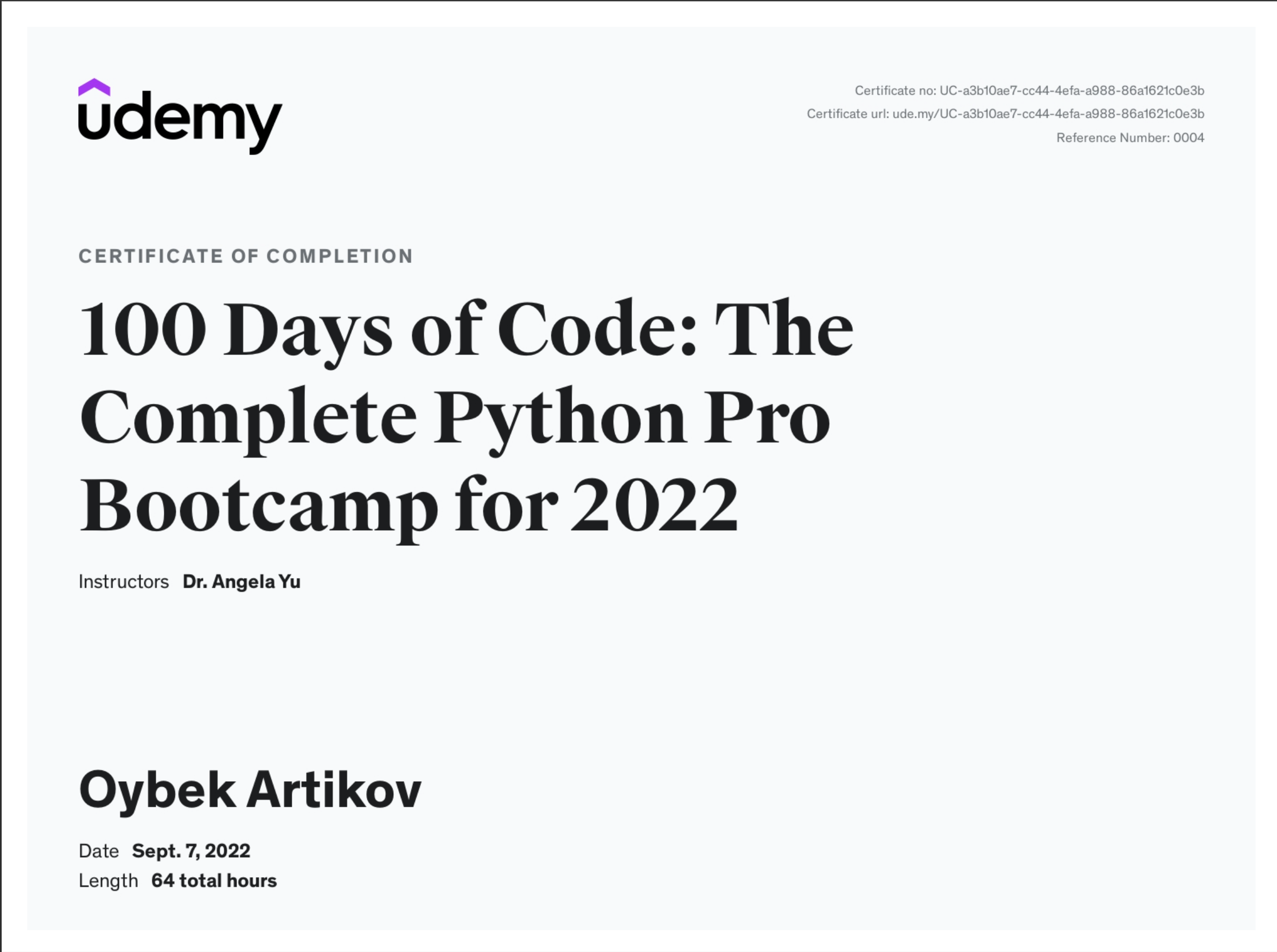 Python Pro Bootcamp